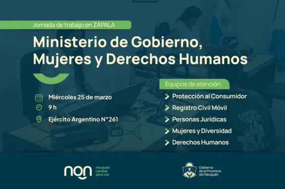 El Ministerio de Gobierno y Derechos Humanos llevará a cabo una jornada en Zapala.