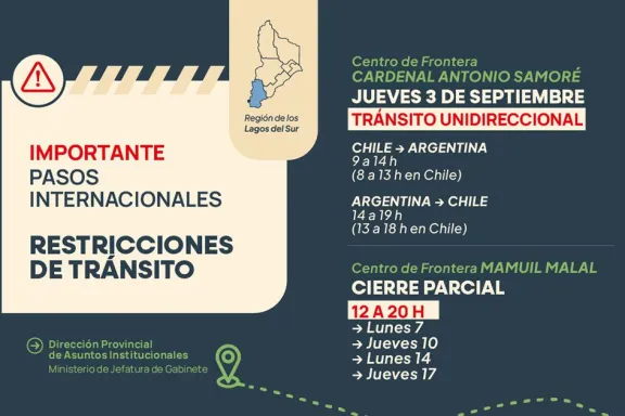 Cierres programados en los pasos Cardenal Samoré y Mamuil Malal: informate aquí.