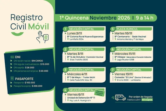 Registro Civil Móvil: cronograma de atención para la primera quincena de noviembre.
